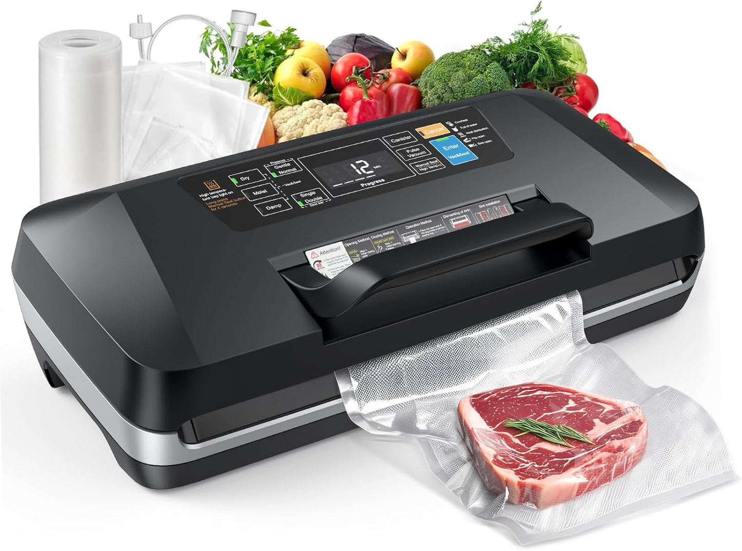 Regine Switzerland Food Vacuum Sealer Machine - 230W Automatic Sous Vide Sealer with 10 Preset Modes & Built-in Cutter