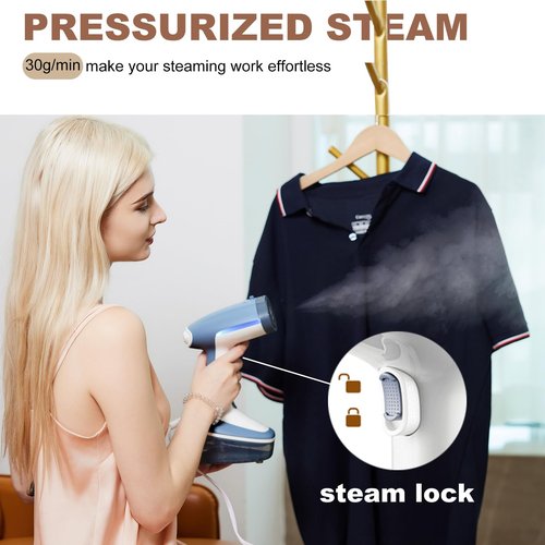 YIKA Steamer for Clothes, 30s Heat Up, 300ml Water Tank, Portable Garment & Clothing Wrinkle Remover, Travel Steam Iron with 25 Minutes Continuous Steam for All Kinds of Fabrics