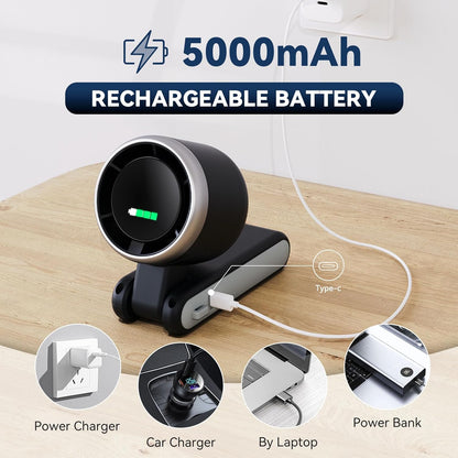 PlayHot Portable Handheld Turbo Fan - Compact Design with USB-C Cable | Sleek Black Color