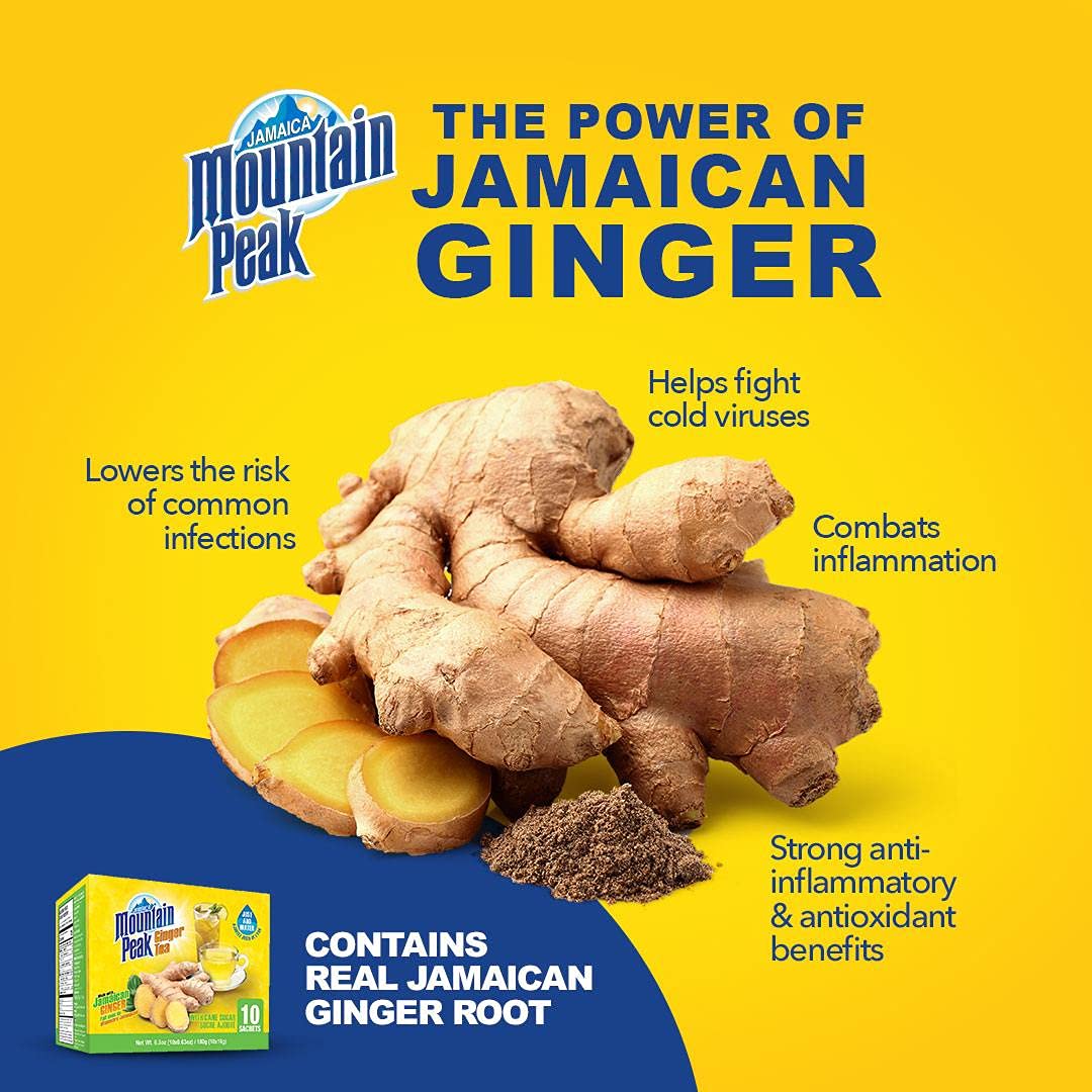 Jamaica Mountain Peak Original Ginger Tea, Sweetened,1.98 Ounce (Pack of 3)