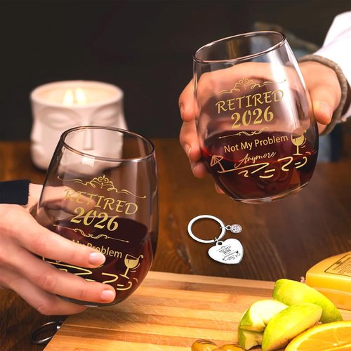 Best Retirement Gifts for Woman Men 2026 Thank You Leaving Gifts Retired Farewell Gift for Coworkers Colleagues Stemless Wine Glass Cool Retirement Good Luck Gift Happy Retirements Party Decorations