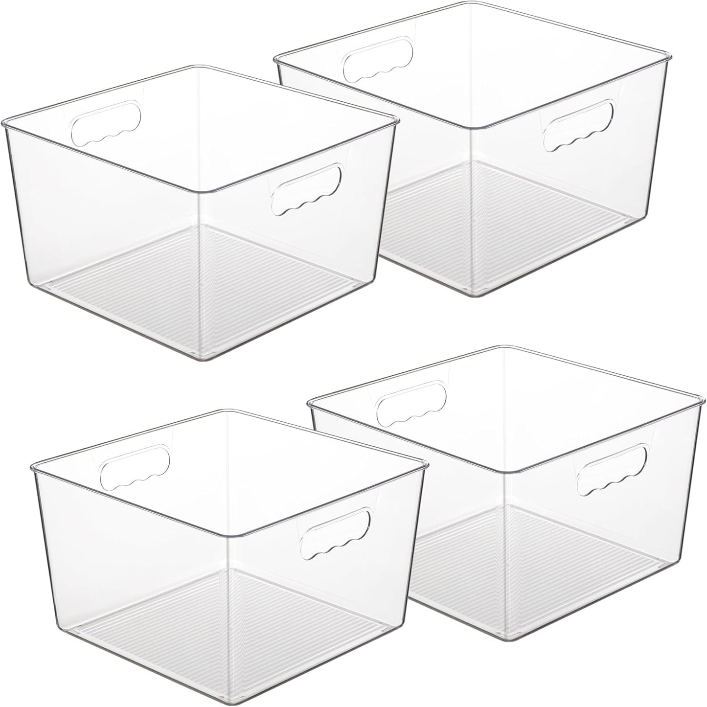 Vtopmart Extra Large Clear Plastic Storage Bins - 11x11 Cube Acrylic Organizers for Home & Pantry