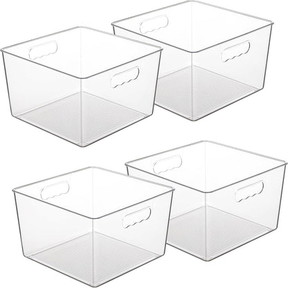 Vtopmart Extra Large Clear Plastic Storage Bins - 11x11 Cube Acrylic Organizers for Home & Pantry
