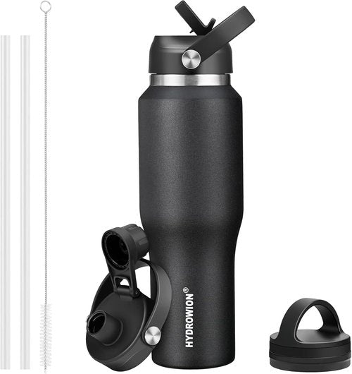 HYDROWION 32oz Stainless Steel Water Bottle - Double Wall Vacuum Insulated | Keeps Drinks Cold for 48 Hrs & Hot for 24 Hrs - Black
