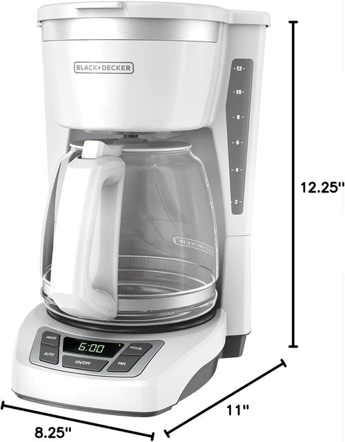 BLACK+DECKER 12-Cup Programmable Coffeemaker - White & Stainless Steel Finish