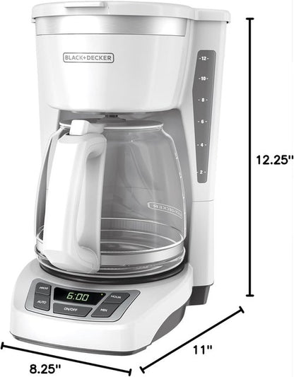 BLACK+DECKER 12-Cup Programmable Coffeemaker - White & Stainless Steel Finish