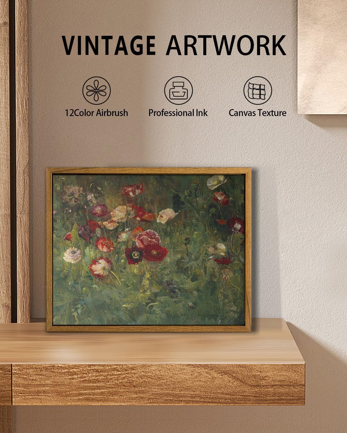 Rustic Autumn Wall Art - Fall Floral Pumpkin Decor | Ready to Hang Botanical Print for Thanksgiving