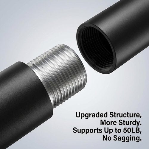 IFELS Heavy Duty Curtain Rods - Adjustable 66 to 120 Inch Black Drapery Rods with Modern Design & Easy Installation