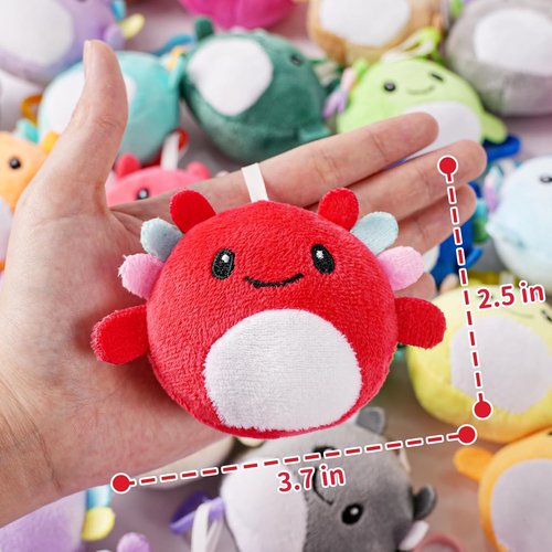 Axolotl Plush Keychains - 24 Pack Mini Party Favors for Kids | Perfect for Goodie Bags & Classroom Rewards