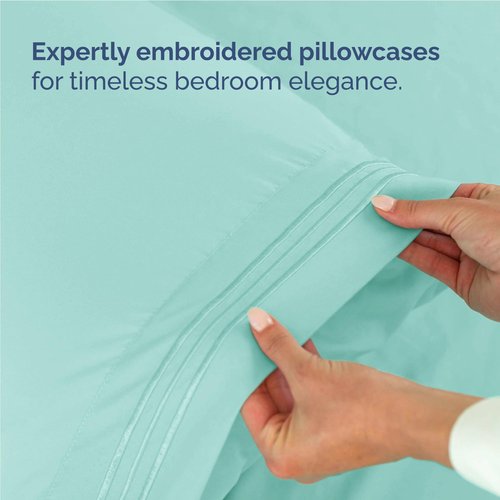 Twin XL Size 3 Piece Sheet Set - Comfy Breathable & Cooling Bed Sheets Set - Hotel Luxury Bedding for Women, Men, Kids, Teens, Boys & Girls - Deep Pockets, Soft and Wrinkle Free - Oeko-Tex - Spa Blue