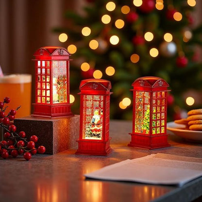 Lighted Christmas Snow Globe Water Lantern - Swirling Glitter Decoration for Home & Party | Battery Operated