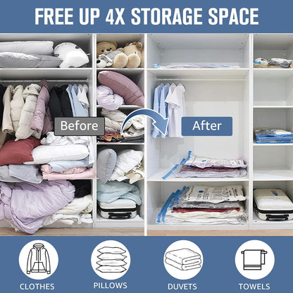 BoxLegend Vacuum Storage Bags - Thickened Waterproof Seal Bags with Hand Pump | 6 Medium 19.68’’x27.56’’ for Clothing & Bedding Storage