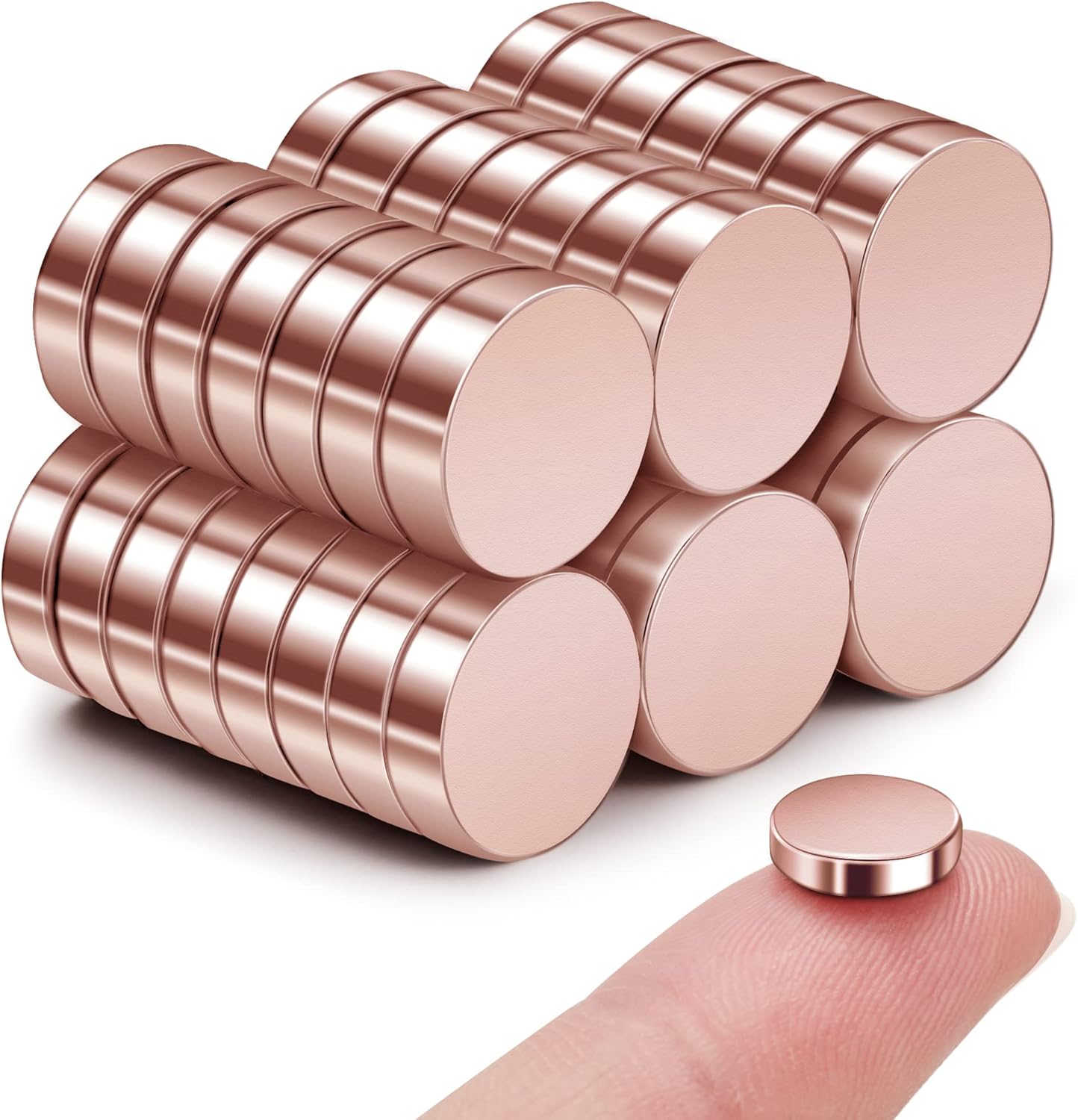 SMARTAKE 45 Pcs Neodymium Refrigerator Magnets - Small Round Multi-Use Office Magnets | Rose Gold