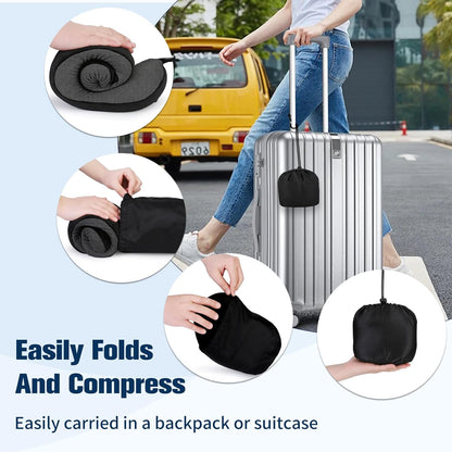 Cirorld Neck Pillow - 100% Pure Memory Foam Travel Pillow with Eye Mask & Earplugs | Adjustable & Portable