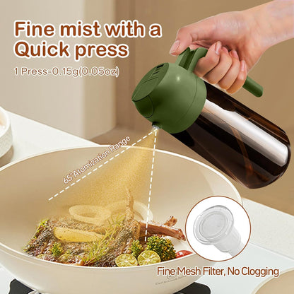YARRAMATE 2Pcs Dark Brown Oil Sprayer - Food-Grade 2-in-1 Olive Oil Dispenser | 16oz for Cooking & BBQ