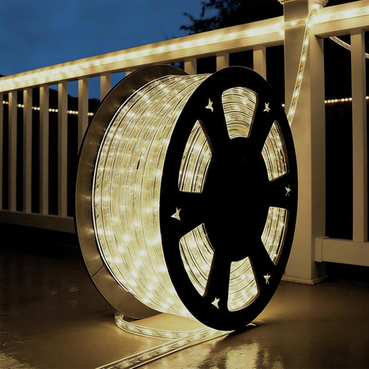 Skiennix 100Ft LED Rope Lights - Warm White, Waterproof Indoor/Outdoor, Cuttable Design for Garden & Holiday Decor
