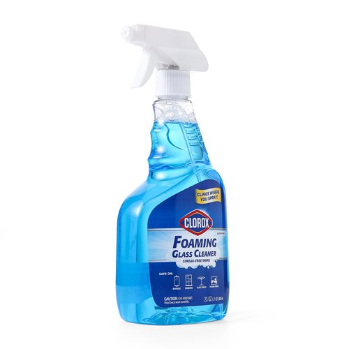 Clorox Foaming Glass Cleaner Trigger Spray, Streak Free No Drip Formula for Windows, Mirrors, and Glass Surfaces, All Purpose Household Cleaning Spray in Fresh Scent, 23 Ounce