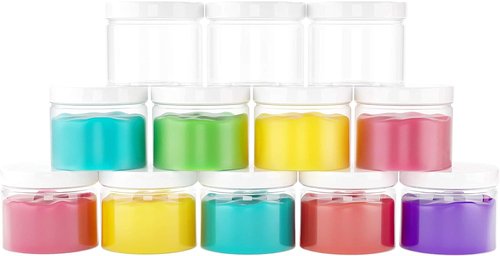 Healthy Packers Slime Containers - Water-Tight 8 oz Jars with Labels | 12 Pack, BPA Free