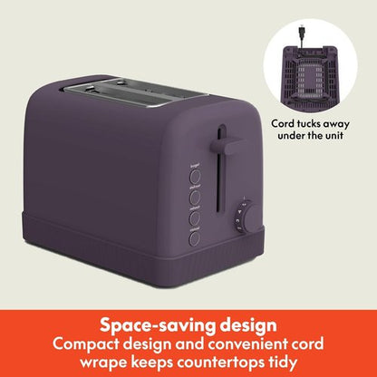 Bella 2 Slice Toaster - 6 Shade Settings, Reheat & Bagel Functions, 900W, Plum Color
