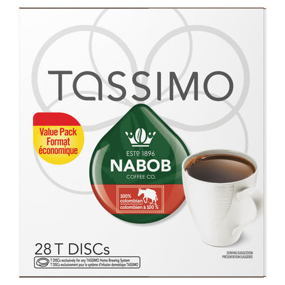 Tassimo Nabob 100% Columbian Coffee Single Serve T-Discs 28 T-Discs Imported from Canada