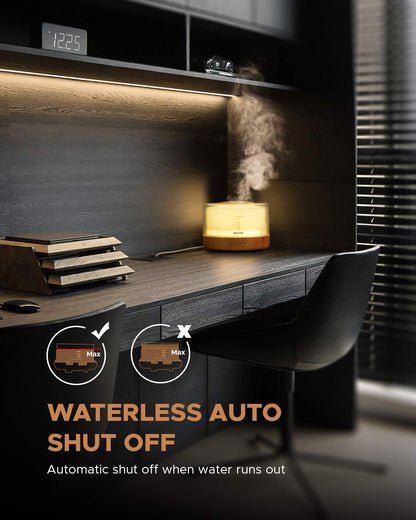 muson Essential Oil Diffuser Sound Machine Combo Diffuser for Aromatherapy Fragrant Oil Cool Mist Humidifier with Natural Sound Music & Warm Night Light, Auto Shutoff, White