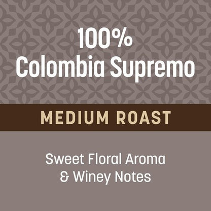 Don Francisco's 100% Colombia Supremo Whole Bean Coffee - Medium Roast 100% Arabica, 20 oz Bag