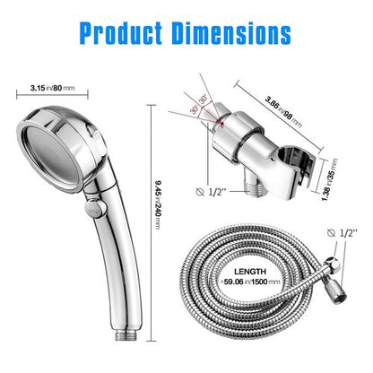 JONKEAN High Pressure Shower Head with 3 Spray Settings, Water Saving Handheld RV Shower Head with Hose and On Off Switch, Detachable Shower Heads with Hose and Angle-Adjustable Bracket (Chrome)