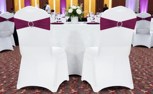 MDS Premium Spandex Chair Sashes - Stretchy Bow Covers with Buckle Slider for Weddings | Eggplant, Pack of 100