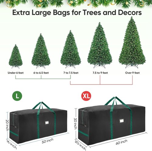 BALEINE Christmas Tree Storage Bag - Heavy Duty 900D Oxford Fabric, Extra Large with Dual Zippers (Black)