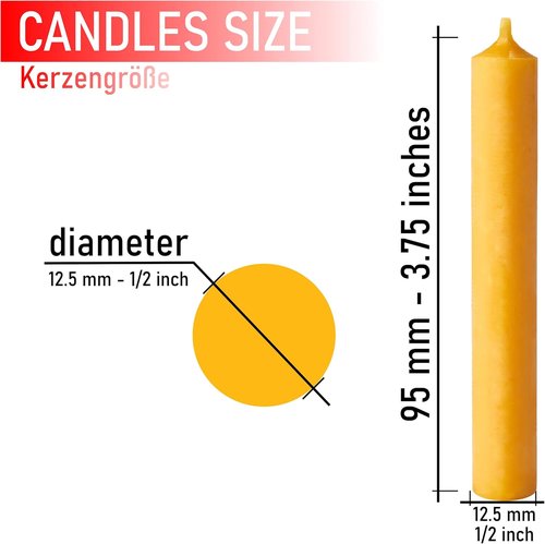BRUBAKER 100% Beeswax Tree Candles - Honey Colored - Pack of 20 | 3¾ x ½ Inches (9.5 x 1.27cm) - Made in Europe