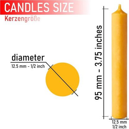 BRUBAKER 100% Beeswax Tree Candles - Honey Colored - Pack of 20 | 3¾ x ½ Inches (9.5 x 1.27cm) - Made in Europe