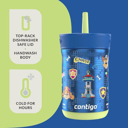 Contigo Kids Leighton Tumbler - Spill-Proof Stainless Steel with Straw | 12oz, Paw Patrol Design