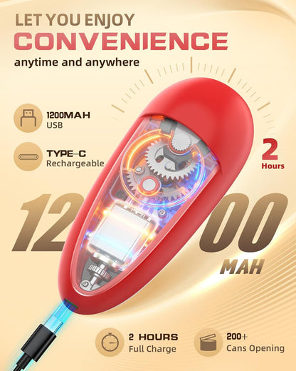 Skiennix Electric Can Opener - One Touch Rechargeable Design with Indicator Light | Fits All Can Sizes, Safe for Seniors