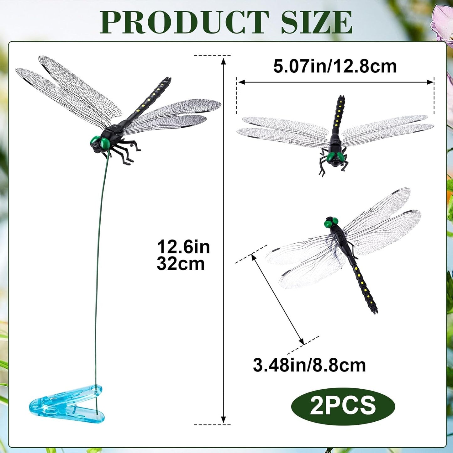 Skiennix Dragonfly Clips - 2pcs 3D Simulation Hat Clips for Outdoor Garden Decor | Scare Devices