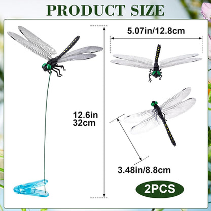 Skiennix Dragonfly Clips - 2pcs 3D Simulation Hat Clips for Outdoor Garden Decor | Scare Devices