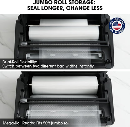 Vesta Precision Vacuum Sealer Machine - Smart Heat Sealing for Liquid & Moist Foods | Includes Built-In Cutter & Mason Jar Kit