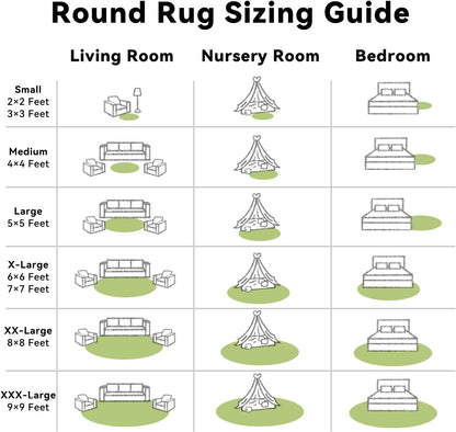 OLANLY Round Grass Green Rug - Soft, Fluffy Shaggy Carpet for Bedroom | 2 ft Machine Washable Area Rug