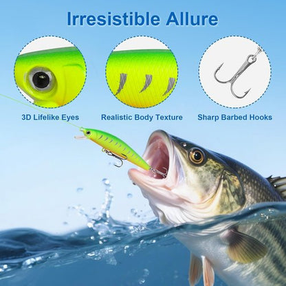 Fishing Advent Calendar 2026 - 24 Days of Premium Fishing Lures Set for Anglers | Topwater, Soft & Spoon Lures