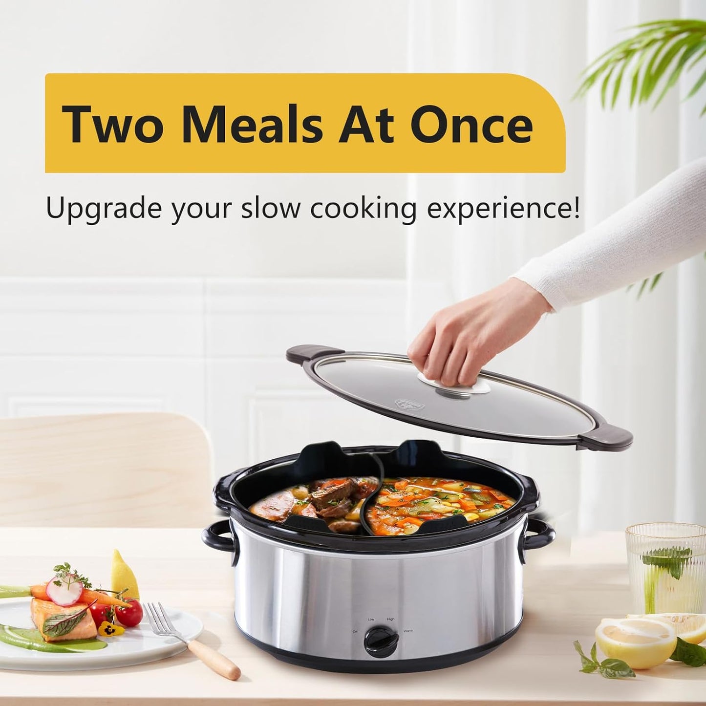 Skiennix Silicone Slow Cooker Liners - BPA-Free, Dishwasher Safe, 6-7 Quart Oval Divider Insert | Black