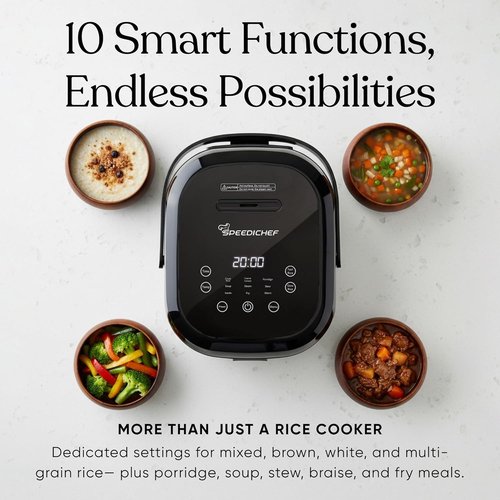 10-Cup Rice Cooker by [Brand Name] - Smart Rice Maker with Nonstick Pot & Steamer Basket | Delay Timer & Keep Warm Function | BPA-Free & Non-Toxic, Stainless Steel