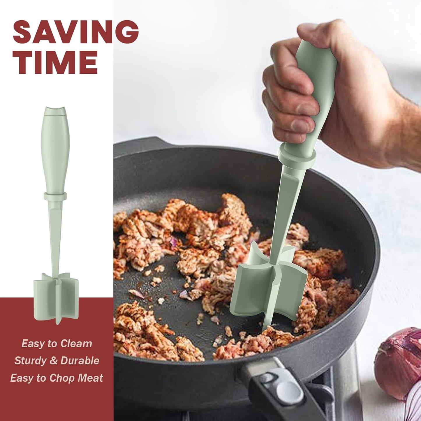 Skiennix Meat Chopper - Premium Heat Resistant Hamburger Grinder for Ground Beef | Green 2-Pack