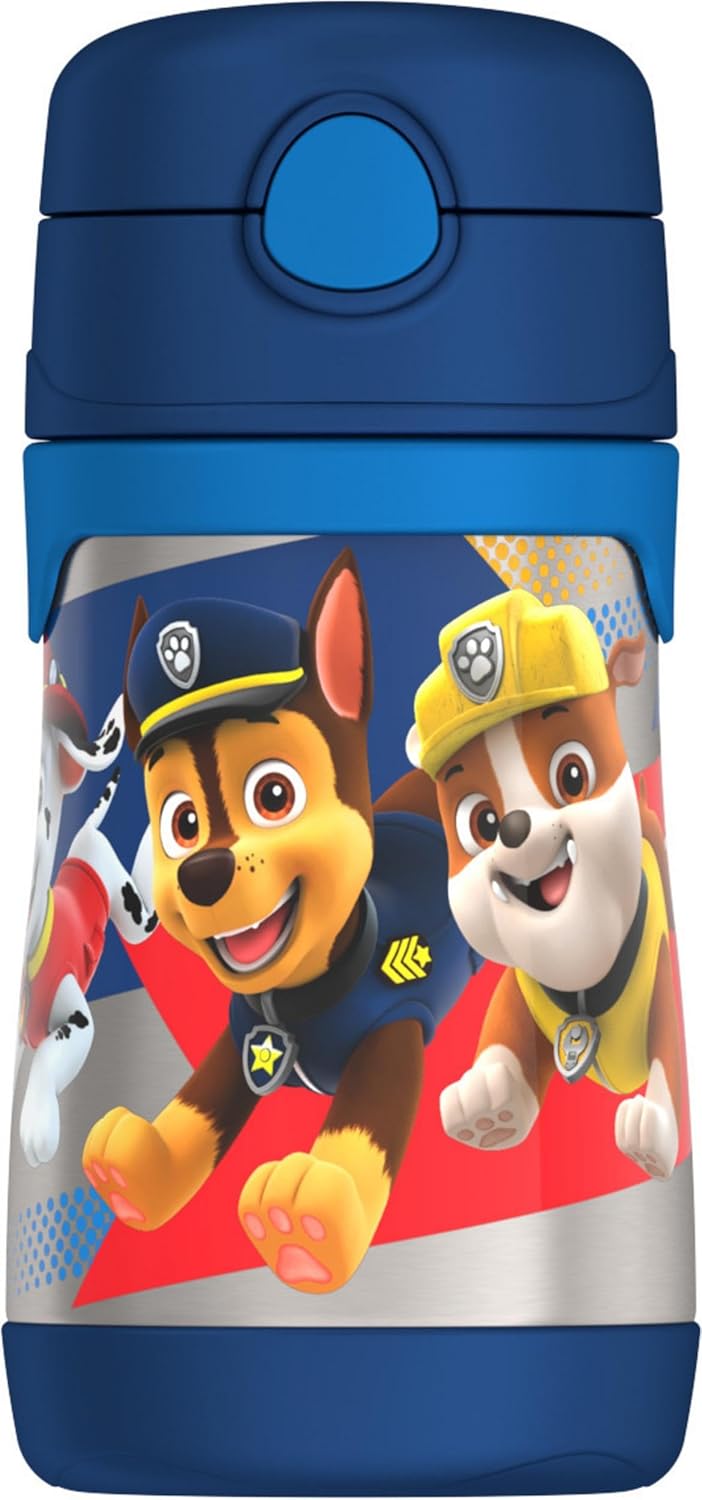 THERMOS Vacuum Insulated Straw Bottle - 10oz Stainless Steel | PAW PATROL Design for Kids