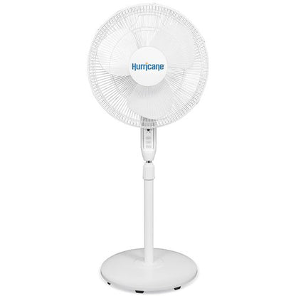 Hurricane Oscillating Pedestal Stand Fan for Home & Bedroom, 16" Supreme, White - Portable Standing Electric Fan for Indoor & Outdoor Cooling