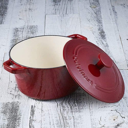 Cuisinart Enameled Cast Iron Round Casserole - 3-Quart in Cardinal Red for Perfect Cooking