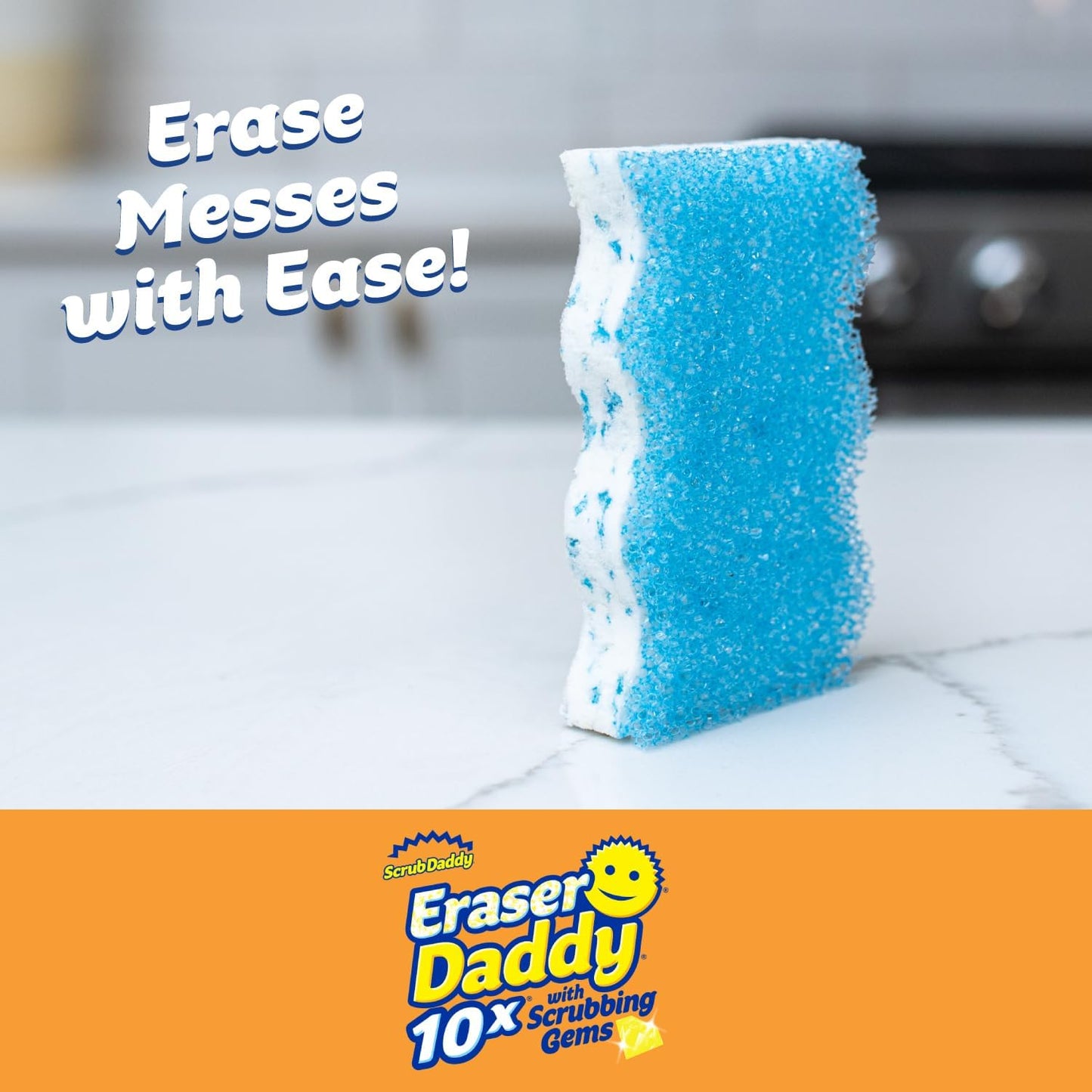 Scrub Daddy Eraser Sponge - 10X More Durable With Scrubbing Gems - Water Activated Stain Remover (2 Pack)