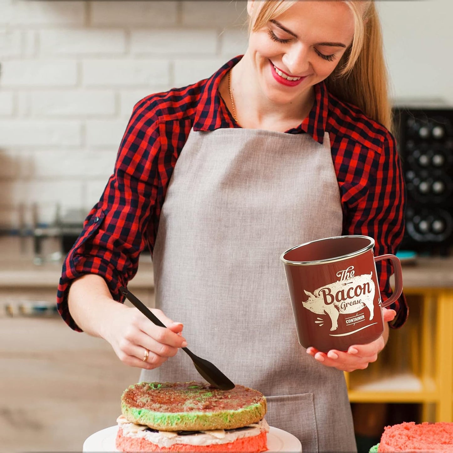 Skiennix Black Meat Chopper & 46oz Red Bacon Grease Container - Efficient Kitchen Tools