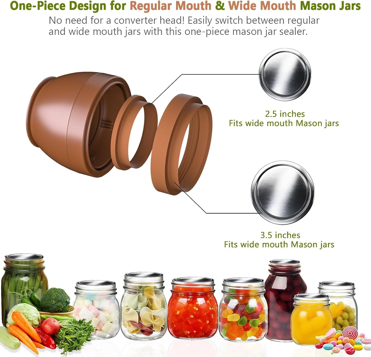 Zivif Electric Mason Jar Vacuum Sealer - Food Storage & Fermentation Kit | Includes 10 Lids