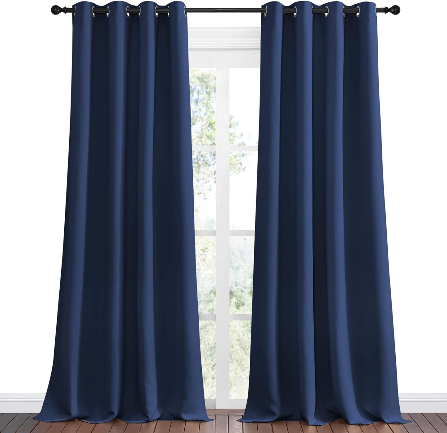 NICETOWN Navy Blackout Curtains - Thermal Insulated Room Darkening Drapes | 120" Long, Set of 2, 55" W