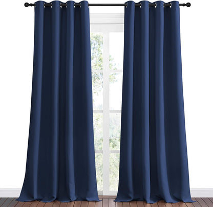 NICETOWN Navy Blackout Curtains - Thermal Insulated Room Darkening Drapes | 120" Long, Set of 2, 55" W