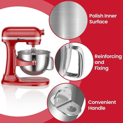 KN2B6PEH 6QT Bowl-Lift Stand Mixer Bowl, Compatible with Kitchenaid Professional 600 Mixer with Silicone Spatula, Measuring Cups and Spoons - Fits KV25G KP26M1X